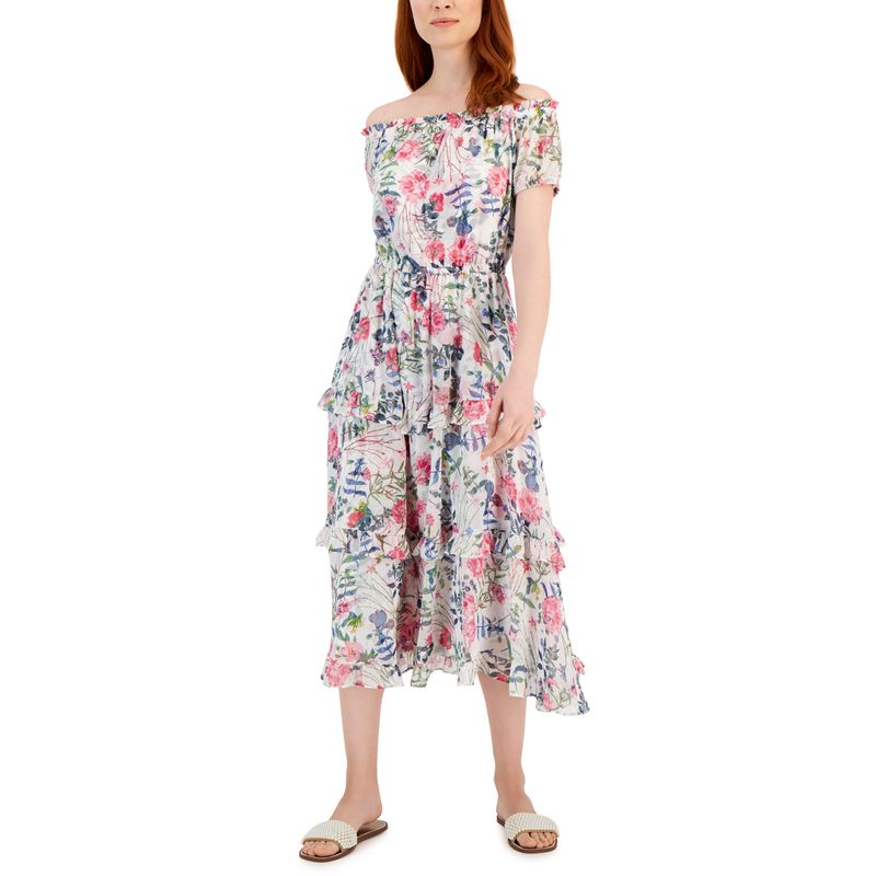 Women's Floral Print Off-The-Shoulder Maxi Dress